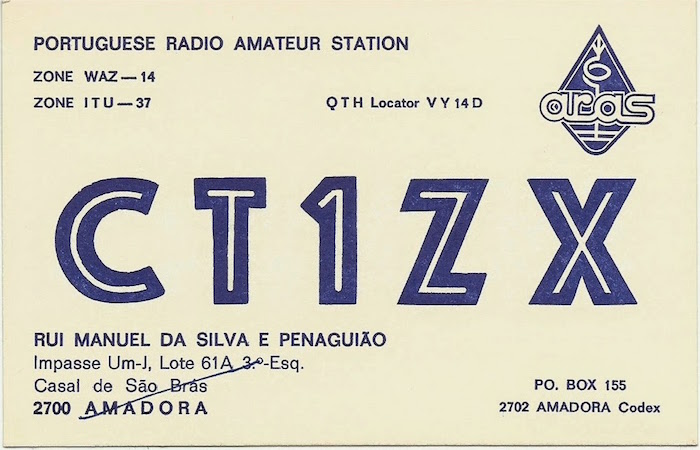 QSL CT1ZX - Frente