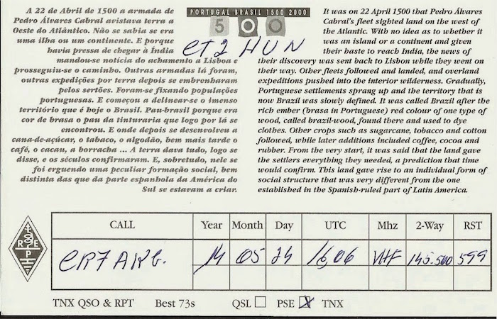 QSL CT2HUN - Verso